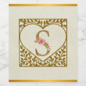 Personalisierte florale Monogramm von A bis Z Weinetikett (Einzelnes Label)