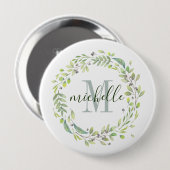 Personalisierte florale Monogramm weiches Sommerbl Button (Vorne & Hinten)
