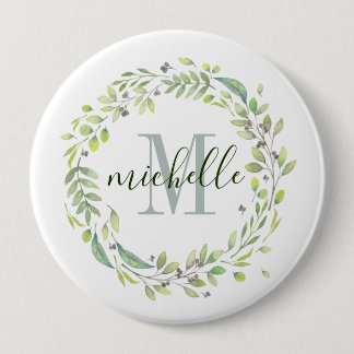 Personalisierte florale Monogramm weiches Sommerbl Button