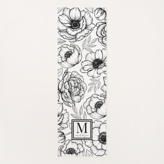 Personalisierte florale Monogramm Yogamatte (Vorderseite)