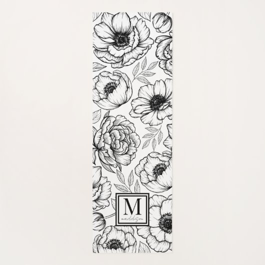 Personalisierte florale Monogramm Yogamatte (Rückseite)
