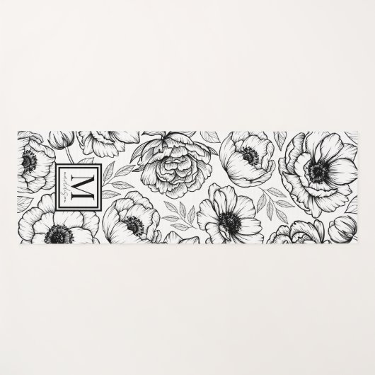 Personalisierte florale Monogramm Yogamatte (Vorderseite (Horizontal))