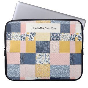 Personalisierte florale Patchwork-Romanze Laptopschutzhülle