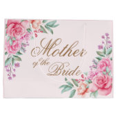 Personalisierte florale Pink Bride Band, für Bride Große Geschenktüte (Rückseite)