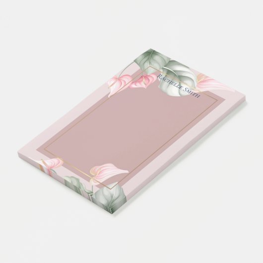 Personalisierte florale Post-it-Hinweise Post-it Klebezettel (angewinkelt)