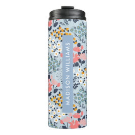 Personalisierte florale Reiseumarmung mit Namen Thermosbecher