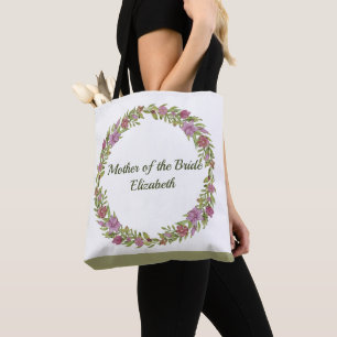 Personalisierte Florale Rosa Grüne Brautjungfer-Ta Tasche
