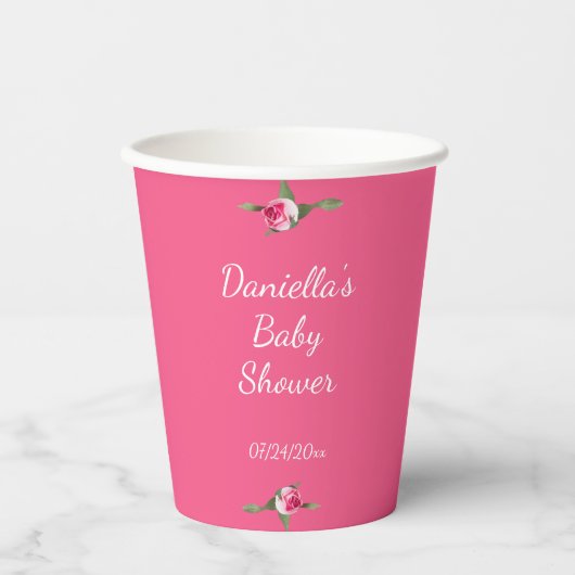 Personalisierte florale Spray Rot Paper Cups Pappbecher (Vorderseite)