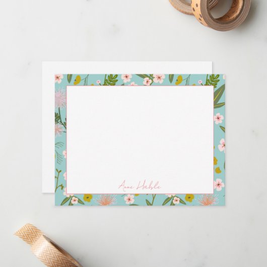 Personalisierte florale Stationäre Mitteilungskarte (Vorderseite/Rückseite Beispiel)