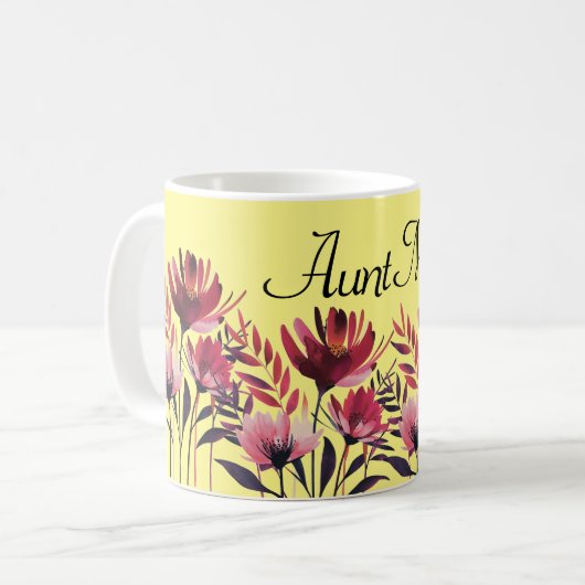 Personalisierte florale Tasse - Anpassbare Blume T (Vorderseite Links)