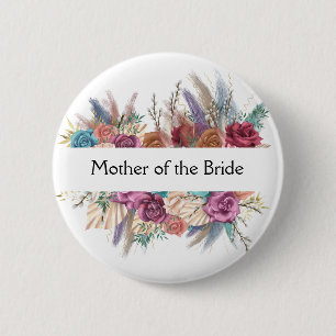 Personalisierte florale trendige Hochzeitsbrautpar Button