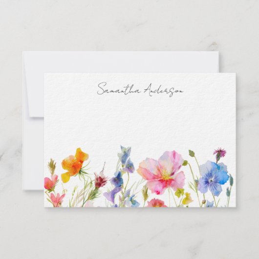 Personalisierte florale Wildblume Mitteilungskarte (Vorderseite)