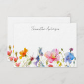 Personalisierte florale Wildblume Mitteilungskarte (Vorne/Hinten)