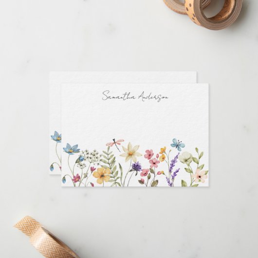 Personalisierte florale Wildblume Mitteilungskarte (Vorderseite/Rückseite Beispiel)