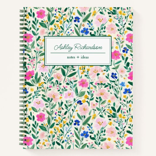 Personalisierte Florale Wildblume Notizblock (Vorderseite)