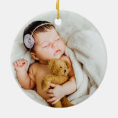 Personalisierte florale Wildblume Taufe Foto Keramik Ornament (Hinten)