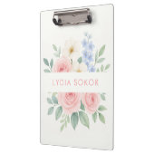 Personalisierte florale Zwischenablage mit Name Klemmbrett (Links)