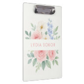 Personalisierte florale Zwischenablage mit Name Klemmbrett (Rechts)