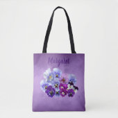 Personalisierte Floraltasche mit hübschen Stiefmüt Tasche (Vorderseite)