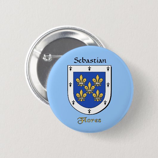 Personalisierte Flores Historischer Schild Button (Vorne & Hinten)