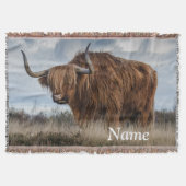 Personalisierte Fluffy Scottish Highland Cow Decke (Vorderseite)