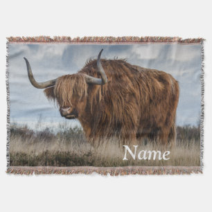 Personalisierte Fluffy Scottish Highland Cow Decke
