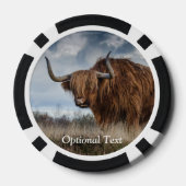 Personalisierte Fluffy Scottish Highland Cow Pokerchips (Rückseite)