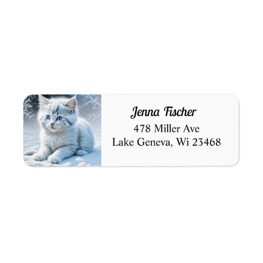 Personalisierte Fluffy White Kitten im Schnee (Vorne)