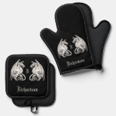 Personalisierte Flügeldrachen Ofenhandschuh & Topflappen-Set (Vorderseite/Rückseite)