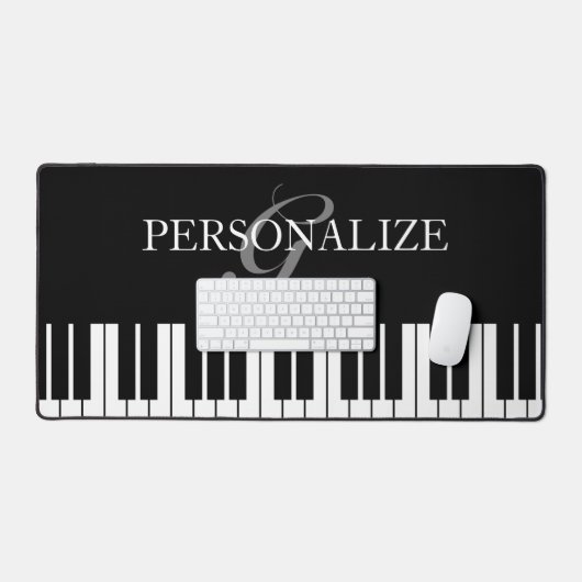 Personalisierte Flügeltasten in Schwarzweiß Schreibtischunterlage (Tastatur & Maus)