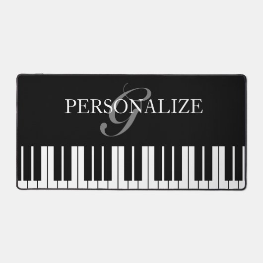 Personalisierte Flügeltasten in Schwarzweiß Schreibtischunterlage (Vorderseite)