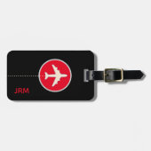 personalisierte Flugreise in schwarz-rot Gepäckanhänger (Vorderseite horizontal)