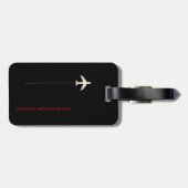 personalisierte Flugreise in schwarz-rot Gepäckanhänger (Rückseite horizontal)