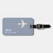 Personalisierte Flugreise mit Dusty Blue Gepäckanhänger (Vorderseite horizontal)