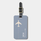Personalisierte Flugreise mit Dusty Blue Gepäckanhänger (Vorderseite vertikal)