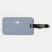 Personalisierte Flugreise mit Dusty Blue Gepäckanhänger (Rückseite horizontal)