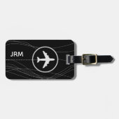 Personalisierte Flugreise schwarz Gepäckanhänger (Vorderseite horizontal)