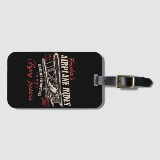 Personalisierte Flugreisen Retro-Flugstunden Gepäckanhänger (Vorderseite (Horizontal))