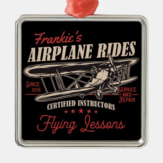 Personalisierte Flugreisen Retro-Flugstunden Ornament Aus Metall (Vorne)