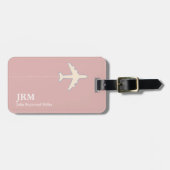Personalisierte Flugreisende in Dusty Pink Gepäckanhänger (Vorderseite horizontal)