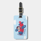 Personalisierte Flugzeugboote für niedliche Luftfa Gepäckanhänger (Vorderseite vertikal)