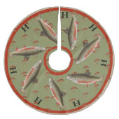 Personalisierte Fly Fishermen Holiday Brown Foreut Polyester Weihnachtsbaumdecke (Vorderseite)