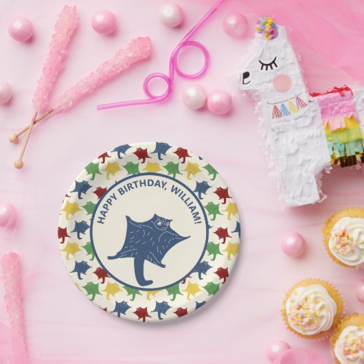 Personalisierte Flying Sugar Gliders Primärfarben Pappteller (Party)