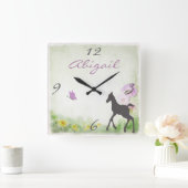 Personalisierte Fohlen-und Quadratische Wanduhr (Zuhause)