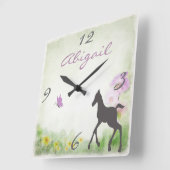 Personalisierte Fohlen-und Quadratische Wanduhr (Winkel)