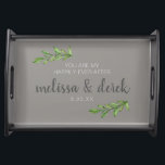 personalisierte Foliage-Hochzeit "Happiy Ever Afte Serviertablett<br><div class="desc">Dieses Serviertablett eignet sich hervorragend für Hochzeiten,  Jubiläumsgeschenke oder den Text können Sie ganz nach Ihren Wünschen anpassen. E-Mail an JMR._Designs@yahoo.com ,  wenn Sie Hilfe benötigen oder besondere Wünsche haben. #wedding #anniversay #gifts</div>