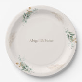 Personalisierte Foliage-Hochzeit von Creme & Gold Pappteller (Vorderseite)