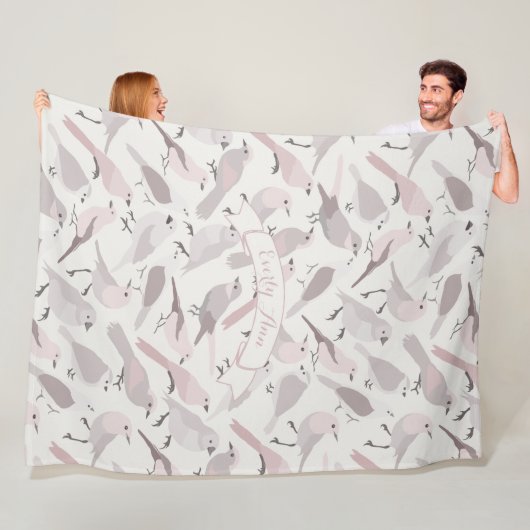 Personalisierte Folkkunst Mauve Bird Muster Fleecedecke (Beispiel)
