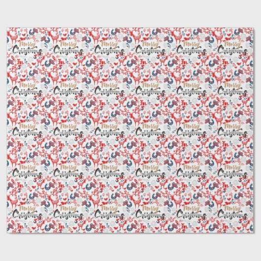 Personalisierte Folklore Weihnachten Geschenkpapier (Flach)