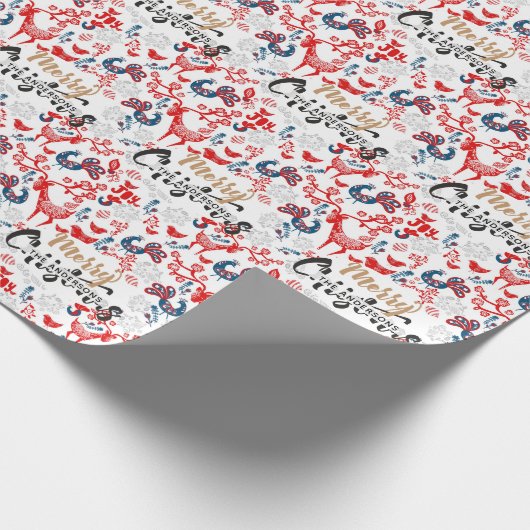 Personalisierte Folklore Weihnachten Geschenkpapier (Ecke)